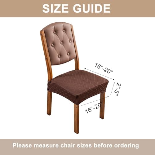 Genina Waterproof Seat Covers for Dining Room Chairs Covers Dining Chair Slipcovers Protector, No Rear Covers (Chocolate, 4 Pcs) - Thumbnail 3