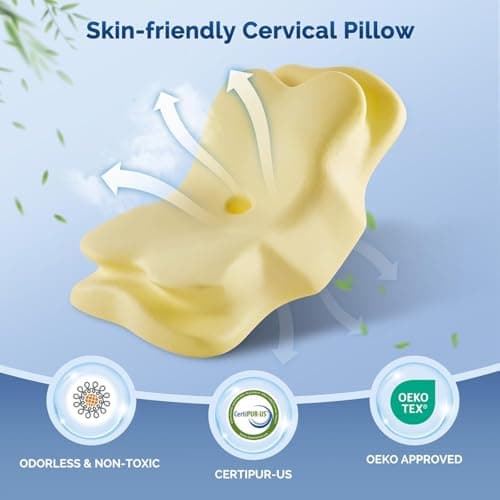 Cervical Neck Pillow, Ergonomic Side Sleeper Pillow for Neck Support, Cooling Memory Foam Pillows for Sleeping, Contour Orthopedic Bed Pillows for Side Back Stomach Sleepers (Grey) - Thumbnail 6