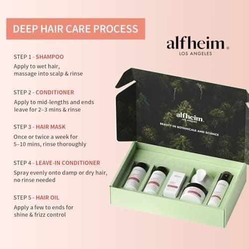 Alfheim Argan Hair Care Set | Argan Oil Shampoo, Conditioner, Hair Mask, Leave-In & Hair Oil | Frizz Control & Repair | Moisturizing & Strengthening | Sulfate-Free, Color-Safe | Holiday Gift for you - Thumbnail 4