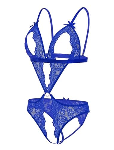 Avidlove Women Lingerie Lace Bodysuit Royal Blue - Thumbnail 4