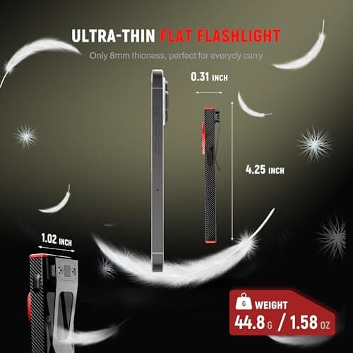 lexall EDC Flashlight, 800Lumen Rechargeable Pocket Flat Flashlight, Magnetic LED Flashlight with Clip, Dimmable Mini Area Light for Car Repairs/Inspection/Travel/Emergency/Camping - Thumbnail 2