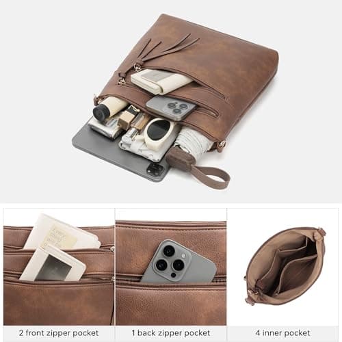 GEMIU Crossbody Purses for Women Multi Pocket Crossbody Bags for Women Trendy Dark Taupe - Thumbnail 3