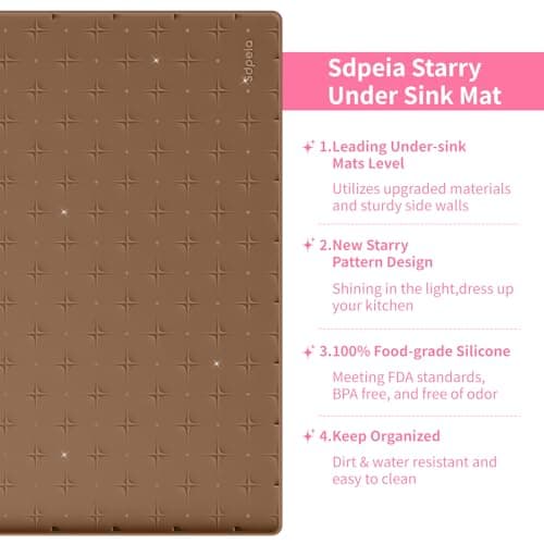 Sdpeia Under Sink Mat 22"×19" Waterproof Silicone Cabinet Liner & Sink Protector for Kitchen & Bathroom, Multi-Purpose Organizers Tray for Pets, Laundry, Cat Litter Mat - Thumbnail 2