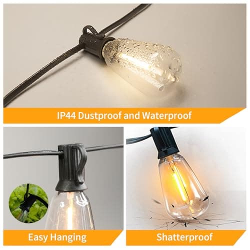 CRLIVOING 100FT Solar String Lights Outdoor Waterproof, 32 Shatterproof with Edison Bulbs,Solar Powered Outdoor Lights with Remote, LED String SolarLights for Garden, Backyard, Parties - Thumbnail 5
