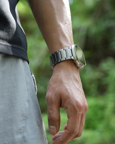 LULULOOK Titanium Ultra 3 Watch Band - Grade 2 Titanium Metal Band for Men, Compatible with Apple Watch Ultra 3/ Ultra 2/ Ultra 49mm, Series 11/10 46mm, Folding Clasp & DLC Coating,Titanium - Thumbnail 5