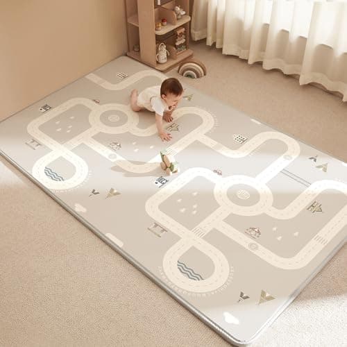 BEIESTATE Baby Play Mat for Floor, Extra Large 79" x 55", 0.6” Thickened XPE Foam Cushion, Seamless No-Gap Design, Waterproof Non-Slip Tummy Time Crawling Surface, Reversible for Infants & Toddlers