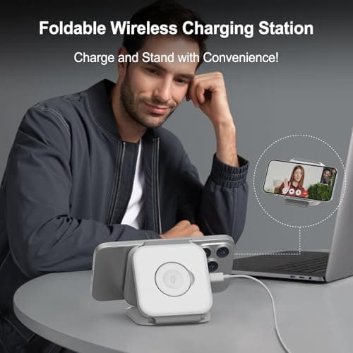 3 in 1 Wireless Charging Station,Foldable Magnetic Wireless Charger for Apple Devices,Travel Charging Pad for iPhone 17 16 15 14 13, Watch & AirPods,Fast Charging Station for Home Office Travel(White) - Thumbnail 6