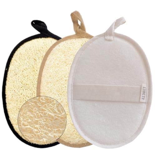 Natural Loofah Sponge Set of 3 - Egyptian Exfoliating Body Scrubber for Shower & Bath,3 Colors for Family Personal Care | Large Versatile Body Sponges for Shower,Bath Scrubber & Exfoliator Gift Set - Image 1