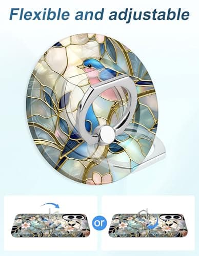 Aitipy Magnetic Phone Case for Samsung Galaxy S23 FE, Compatible with Magsafe, with Cute Stained Glass Flower Bird Stand Ring Holder Aesthetic Protective Phone Cover for Women Girls - Thumbnail 3