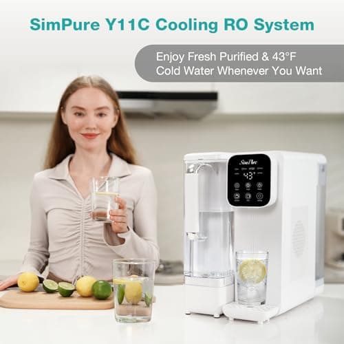 SimPure Y11C UV Cold Reverse Osmosis Water Filter Countertop, 6-Stage RO Water Filtration System, Water Purifier with Portable Water Pitcher, Temperature Adjustable 43-59°F, No Installation - Thumbnail 5
