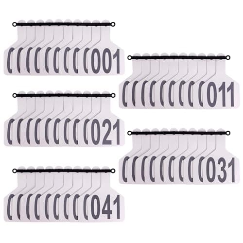 Cattle Ear Tags with 001-050 Numbers Large 1-Piece Z Livestock Ear Tags for Cow Goat Sheep Pig Calves Dog,Animal ID Identification Tag 4.4"x 3",White - Thumbnail 3