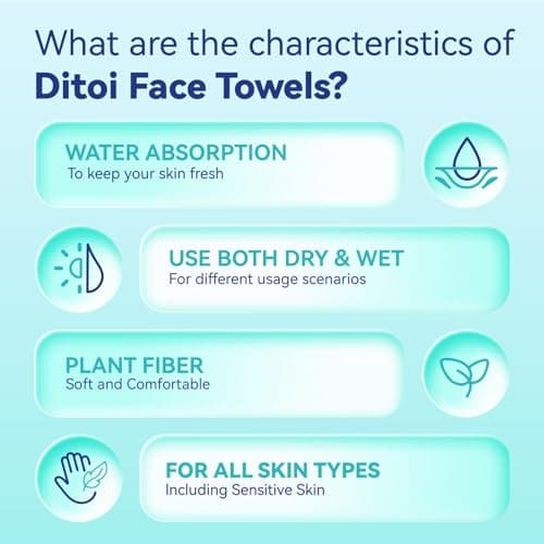 Ditoi Disposable Face Towels XL, Soft Cotton Facial Cleansing Cloths, Dry Face Towelettes for Makeup Removal, Sensitive Skin & Daily Skin Care,10"×12",150 Count (3 Pack) - Thumbnail 5