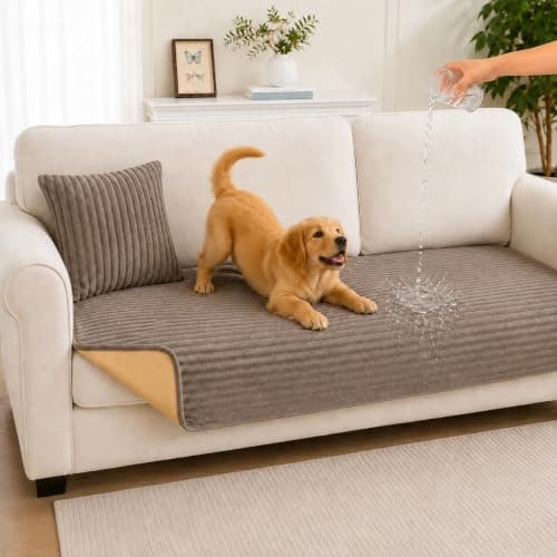 Sparaiz Waterproof Couch Cover for Dogs Non Slip w/Pillow (Khaki, 70.9")