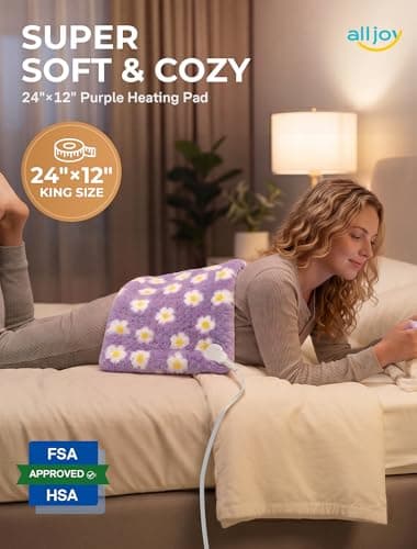 ALLJOY Heating Pad for Back, Cute Heating Pad for Period Cramps, FSA Eligible HSA, Self-Care Birthday Gifts for Women Mom Wife Her, Heating Pad for Neck Shoulder Back, 24" x 12" - Thumbnail 3