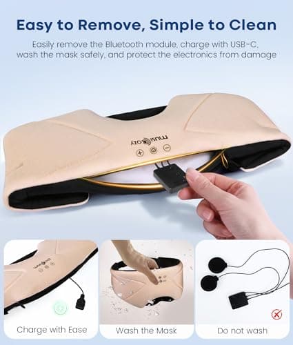 MUSICOZY Bluetooth Sleep Mask Headphones 5.4, Wireless Over-Ear Headphones Washable Zipper Sleep Headphones Mask with HD Stereo Speakers for Side Sleepers Travel & Relaxation, Gifts for Men Women - Thumbnail 4
