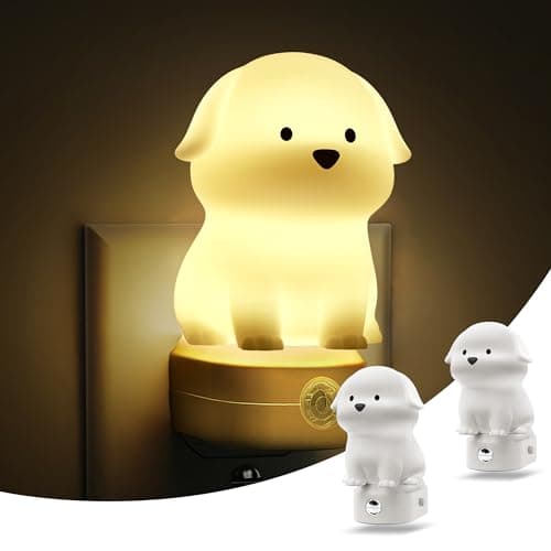 L LOHAS LED Plug in Night Light for Kids 2 Pack, 3D Cute Puppy Night Lights with Dusk to Dawn Sensor, RGB+Soft White 3000K Dog Night Light, Christmas Birthday Gift Nightlight for Kids, Room Decor - Image 1