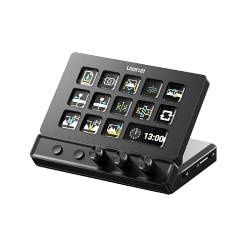 ULANZI D200X Stream Controller with 3 Knobs, 14 Customizable LCD Keys Macro Keyboard, 8-in-1 USB-C Hub Docking Station with 4K HDMI Content Creator Equipment for OBS/Video Editing/Photography/PC