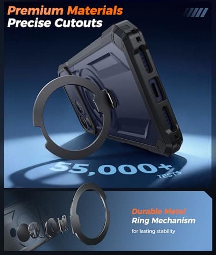 FNTCASE for iPhone 17 Pro-Max Case: [360 Spin Magnetic Ring Kickstand] [Compatible for MagSafe] [Screen Protector] Heavy Duty Military Grade Protection Protective Phone Case with Stand Black - Thumbnail 6