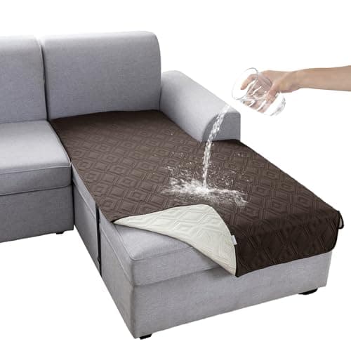 Genina 100% Waterproof Sectional Couch Covers for L Shaped Chaise Lounge Right, Anti-Slip Sectional Cover Furniture Protector Couch Cover for Dogs Pets, 1 Piece (Coffee, Right Chaise Cover) - Image 1