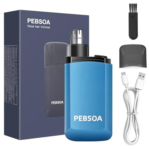 pebsoa Nose Hair Trimmer for Men and Women, USB-Rechargeable Electric Nose and Ear Hair Trimmer, Pain-Free, Waterproof and Portable, with Stainless Steel Blades (Blue) - Image 1