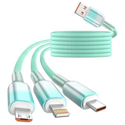 Firsting Multi Charging Cable, 3 in 1 Chargers for Multiple Devices, 48 Braid Universal Charger Cord with USB-C/IP/Micro, Multi Charger Cable for iPhone17-11/ Android/Pad 4FT, Travel/Car/Cruise/Beach