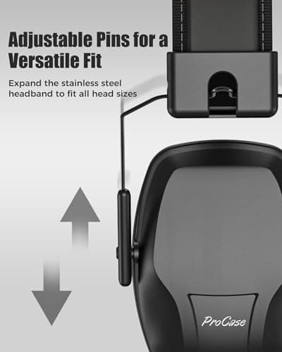 ProCase Hearing Protection Ear Muffs SNR 29dB, Noise Cancelling Headphones for Adults/Teen, Adjustable Soundproof Ear Defenders for Autism Sensory, Work, Shooting, Construction, Mowing -Black - Thumbnail 4