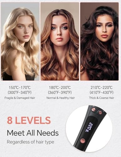 LANDOT Automatic Rotating Curling Iron 1 Inch - Anti-Tangle Self Curling Wand with 8 Temp Settings & Ceramic Tourmaline - Dual Voltage Auto Hair Curler for All Hair Types - Thumbnail 6