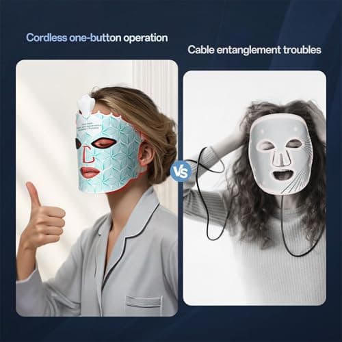 SUERBEATY Red Light Mask for Face, 7 Colors Red Light Mask, Cordless, Soft Flexible, Portable & Lightweight for Home & Travel, Rechargeable Facial Masks for Mom Sister Girlfriend Wife (Green) - Thumbnail 3