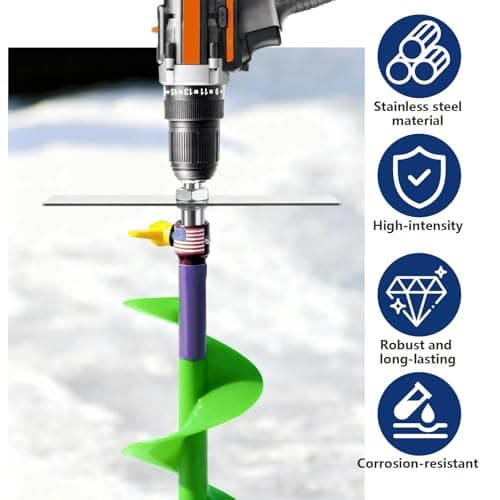 SFNSM Ice Fishing Auger Drill Attachment with 8.2in Metal Plate, Ice Fishing Gear Accessories, Soil Drilling and Digging Project, Fits 1/2" Drill Adapter Chuck, 1/4" Hole, Ideal Fishing Gifts for Men - Thumbnail 3