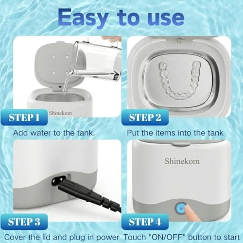 Ultrasonic Cleaner Machine 45KHz, Jewelry and Denture Cleaner for Retainers, Earring, Diamond Ring,Coin - 230ml Stainless Steel Tank with Light and Timer - Thumbnail 6