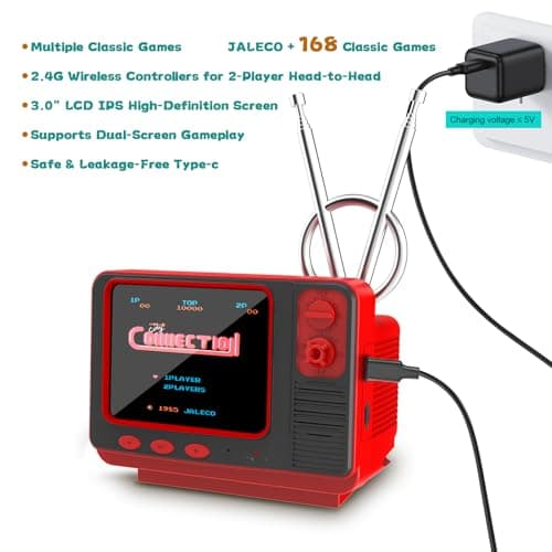 Retro Handheld Game Console - GV300S JALECO+168 Classic Games Mini TV Style with 3.0 Inch IPS Screen, Save Search, Support 2-Player & Dual Console Type-C Link - Thumbnail 6