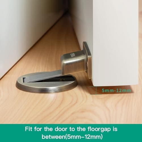 YAGU 1 Pack Zinc Alloy Magnetic Door Stopper, Invisible Door Catch with Dual Adhesive and Conceal Screw Mount No Drilling, Floor Mount Magnet Door Holder for Bottom of Door (Brushed Bronze) - Thumbnail 3