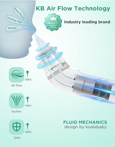 Koalababy Electric Nasal Aspirator for Baby, Large Flow, Baby Nose Sucker with 3 Suction Levels, Rechargeable Nose Cleaner for Toddlers, Music and Light Soothing, Soft Silicone Tips - Thumbnail 2