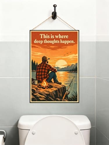 This Is Where Deep Thoughts Happen Metal Tin Sign Rustic Outdoor Camping Wall Decor Fishing Lake Sunset Artwork Funny Bathroom Toilet Quote Plaque Vintage Cabin Lodge Home Bar 8x12 Inch - Thumbnail 3