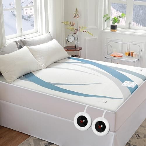 Gotcozy Heated Mattress Pad King Size Dual Control - Electric Mattress Pad Fit up to 15‘’ with 6 Heat Setting & 10 Hour Auto Off ETL Certified Machine Washable(Blue) - Image 1