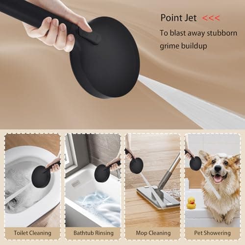 GAOZHIBST 12 Inch Rain Shower Head High Pressure Dual Shower Heads Rainfall Showerhead with 9 Sprays Handheld Spray Combo & 70"Long Fixed Showerheads Hose, Matte Black Bathroom Accessories - Thumbnail 2