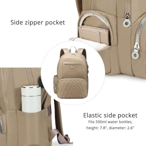 Swissdigital Design Backpack for Women, 15.6 inch Laptop College Khaki Medium Simple Modern Backpacks for School with USB Charging Port for Womens Girls | SD1711-75 - Thumbnail 6