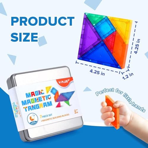 YPLUS Mini Magnetic Tiles Travel Magnetic Blocks Building Toys, 700 Shapes 3D Magnet Tangrams Puzzle, Toddlers Montessori Road Trip Toys STEM Educational Activity for Kids 4-8, 8-12 - Thumbnail 3