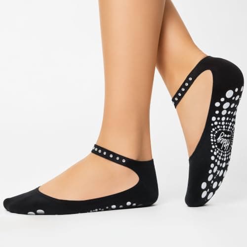 Hidey Style Premium Austrian Crystal Grip Socks for Women (1 Pair), Stylish Anklet with Gel Grips for Pilates & Yoga – Breathable Women’s Socks - Thumbnail 2
