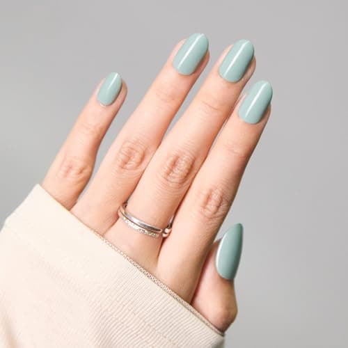 Medium Almond Press On Nails Light Blue Green, Soft Gel Reusable Fake Nails Kit with Nail Glue, 30 Pieces 15 Sizes Durable Stick On False Nails for Women Gift - Thumbnail 3