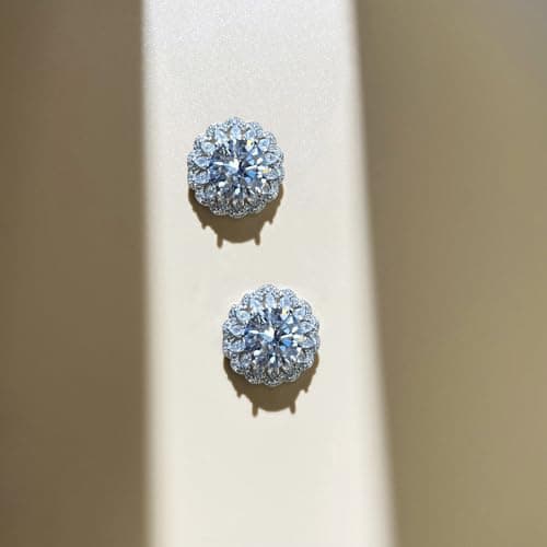 Stud Earrings Moissanite Sunflower S925 Sterling Silver D Color VVS1 Moissanite Elegant Floral Jewelry for Women 3Carat - Thumbnail 4