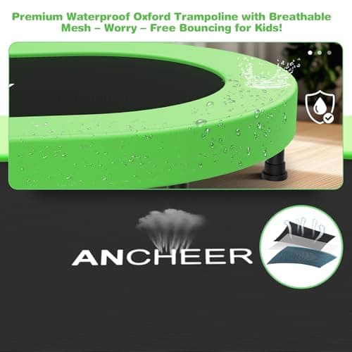 ANCHEER Trampoline, Double Mini Trampoline with Adjustable Handle - Indoor/Outdoor Rebounder for Kids & Toddlers, 56'' Safe Oval Fitness Trampoline with Bar for Home Fun - Thumbnail 5