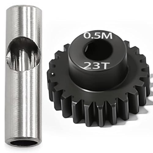 0.5M Pinion Gear 23T Hardened Steel 3.175mm Bore with 2.3mm Adapter, Precision Motor Gear for ARRMA 1/14 Typhon 1/16 Mojave 1/18 Granite, Losi 1/12, 0.5Mod Gear 13T-27T for HOBBYWING Motors - Image 1