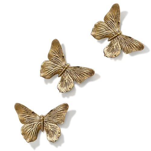 GUSFREUD 3D Butterfly Wall Decor Set – Resin Wall Decorations for Living Room, Bedroom, Garden, Yard, Outdoor and Gallery Walls - Antique Copper - Set of 3