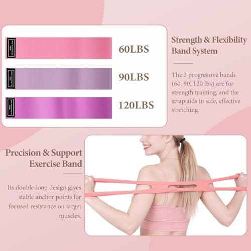 LZCDUDU Pink Pilates Ring Kit with 14 inch Magic Circle & Foam Roller, Ergonomic Home Workout Equipment Set, Full Essentials for Women Beginners - Includes Exercise Guide & Storage Bag - Thumbnail 6
