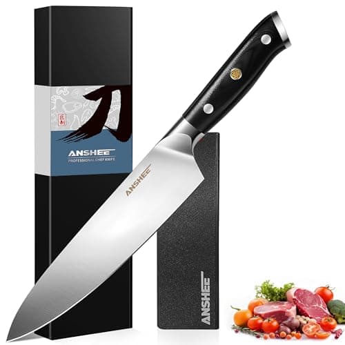 ANSHEE 8 Inch Gyuto Chef Knife - High Carbon Stainless Steel Ultra Sharp Blade,G10 handle Dishwasher Safe, Professional Kitchen Knife for Meat,Vegetables with Sheath Gift Box(Home Cooks & Restaurants) - Image 1