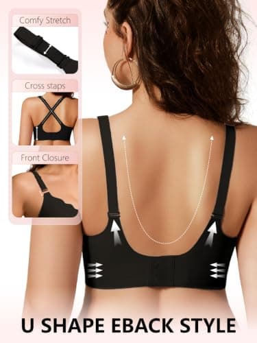 COCOMARTS Jelly Bras for Women No Underwire Scalloped Push Up Wireless Bralettes Seamless Soft Comfort Everyday Tshirt Bra Black 3X-Large - Thumbnail 3