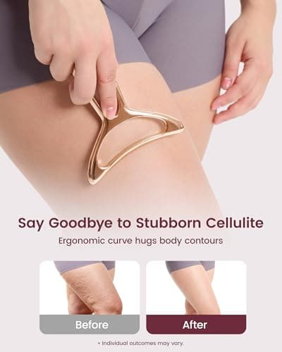 lifechill Lymphatic Drainage Massager & Anti Cellulite Massage Tools for Body Sculpting, Metal Gua Sha & Muscle Scraper Tool Pain Relief Deep Tissue, Gifts for Women, Gold (M) - Thumbnail 3