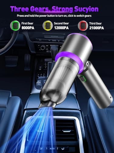 IYOFINE Vacuum/Air Duster 80,000RPM Super Power Mini Car Vacuum Cleaner 4-in-1 air Blower Gun Air Duster & Air Blower & Pump Hand Electric air Duster Handheld dust Blower Blower Cordless (Purple) - Thumbnail 3