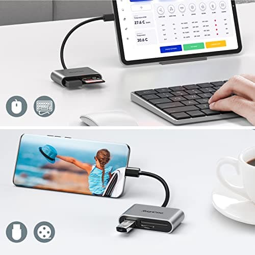 RayCue USB C SD Card Reader Adapter, Type C Micro SD TF Card Reader Adapter, 3 in-1 USB C to USB Camera Memory Card Reader Adapter for iPhone 15,New Pad Pro MacBook Pro/Air, and More UBC C Devices - Thumbnail 5